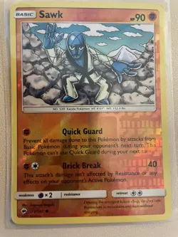 Pokemon TCG Sawk Burning Shadows 72/147 Reverse Holo Common NM - Image 1