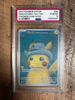 *DUMMY/REPLICA CARD* Pokemon Pikachu with Grey Felt Hat Van Gogh - PSA GEM MT 10 - Image 1