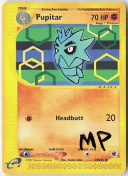 Pupitar 90/165 Uncommon Expedition Base Set Pokemon Moderately Played - Image 1