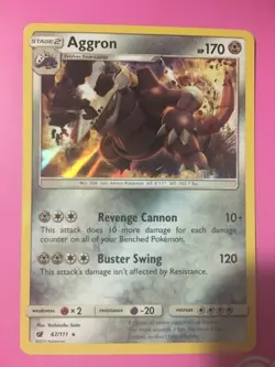 Aggron (Holo) Sun and Moon Pokemon card (Sleeved). - Image 3