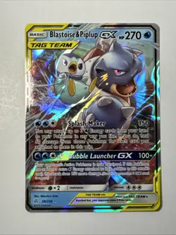 Blastoise & Piplup GX TAG TEAM Ultra Rare Holo Pokemon Card 38/236 NM - Image 1