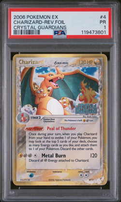 PSA 1 2006 POKEMON EX CRYSTAL GUARDIANS #4 CHARIZARD REVERSE HOLO stamped - Image 1