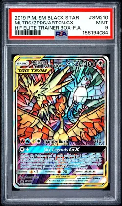 2019 POKEMON SM BLACK STAR PROMO FULL ART/MOLTRES & ZAPDOS & ARTICUNO GX PSA 9 - Image 1