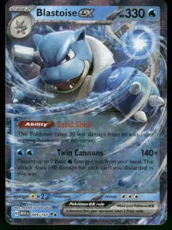 2023 Blastoise ex - 009/165 Double Rare Holo NM SV: Scarlet & Violet 151 Pokemon - Image 1