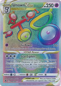 Unown VSTAR (Hyper Rare) - 199/195 Secret Rare Silver Tempest NM Pokemon TCG - Image 1