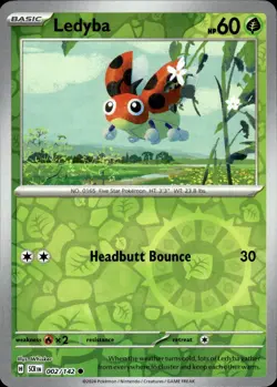Ledyba SCR - 002/142 Pokemon NM EN Reverse Holofoil - Image 1