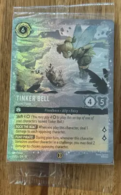 Disney Lorcana Fabled Tinker Bell Giant Fairy 11/P3 Glimmer Foil Promo - Image 1