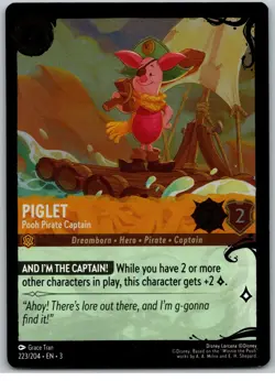 223 Piglet Pooh Pirate Captain COLD FOIL Lorcana Illumineer's Quest Deep Trouble - Image 1