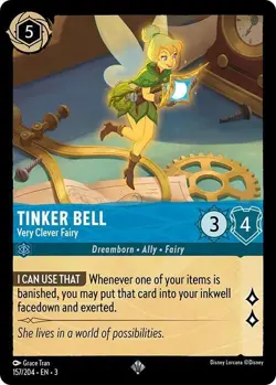 Disney Lorcana TCG - Into the Inklands Tinker Bell - Very Clever Fairy 157/204 - Image 1