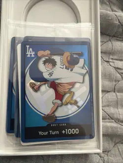 One Piece Night Los Angeles Dodgers Monkey D. Luffy Promo Card Sealed On Hand - Image 1
