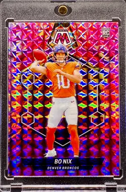 Bo Nix RARE ROOKIE RC PINK CAMO Refractor Card SP BRONCOS w/HOLDER - Image 3