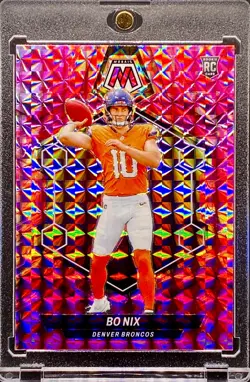 Bo Nix RARE ROOKIE RC PINK CAMO Refractor Card SP BRONCOS w/HOLDER - Image 4