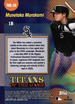 2026 Topps #TOG-28 Munetaka Murakami Titans of the Game - Image 2