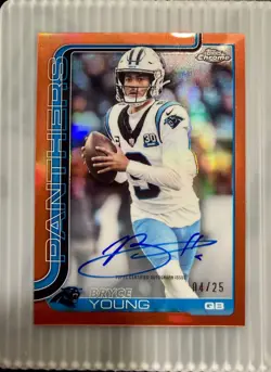 Topps Chrome 2025 Bryce Young 🍊 TRUE Orange Refractor /25 ON CARD Auto Panthers - Image 1