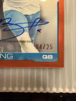 Topps Chrome 2025 Bryce Young 🍊 TRUE Orange Refractor /25 ON CARD Auto Panthers - Image 5