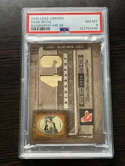 Babe Ruth 2005 Leaf Limited Biography Home Run Material Game Used Bat PSA 8 - Image 1