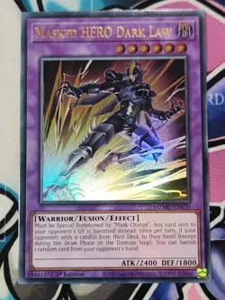 YUGIOH MZMU-EN070 Masked HERO Dark Law Ultra Rare Alt Art 1ST EDITION - Image 1