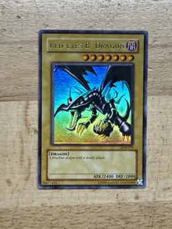 Red-Eyes B. Dragon LOB-070 Original Ultra Rare Unlimited Yugioh Card Black LP - Image 1
