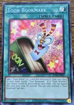 Yugioh Toon Bookmark Secret Rare 1st Edition BLCR NM - Image 1