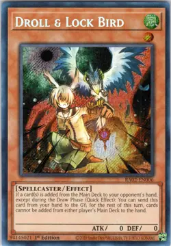 Yu-Gi-Oh! TCG Droll & Lock Bird (Secret Rare) RA02 RA02-EN006 NM - Image 1