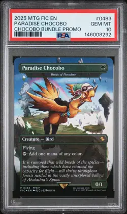 2025 MTG FINAL FANTASY COMMANDER CHOCOBO BUNDLE PROMO PARADISE CHOCOBO PSA 10 - Image 1