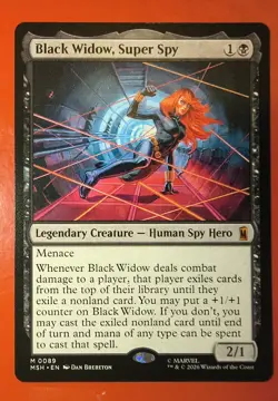 MTG: MARVEL SUPER HEROES, 0089, BLACK WIDOW, SUPER SPY, REGULAR ,MSH, MYTHIC - Image 1