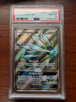 2017 Pokemon Sun & Moon Full Art Solgaleo GX 143/149 PSA 10 GEM MINT - Image 1