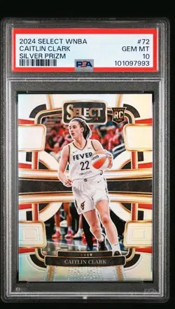 2024 PANINI SELECT WNBA SILVER PRIZM #72 CAITLIN CLARK ROOKIE RC PSA 10 15A - Image 1