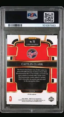 2024 PANINI SELECT WNBA SILVER PRIZM #72 CAITLIN CLARK ROOKIE RC PSA 10 15A - Image 2