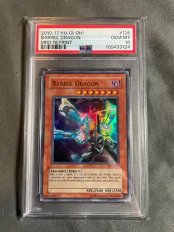 2010-17 Yugioh! Barrel Dragon #126 MRD Reprint English Super Rare PSA Gem MT 10 - Image 1