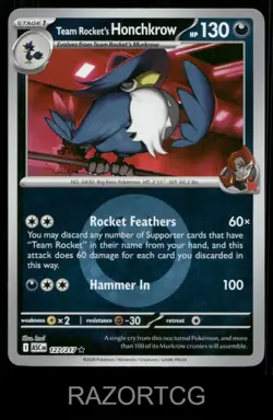 TEAM ROCKETS HONCHKROW (ENERGY SYMBOL PATTERN)127/217 ASCENDED HEROES POKEMON NM - Image 1
