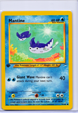 Mantine 1st Edition 74/105 Common Neo Destiny Pokemon Vintage WOTC NM 2002 - Image 1