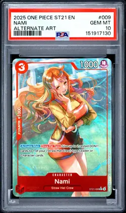 2025 ONE PIECE STARTER DECK ST21-EX GEAR 5 ALTERNATE ART #009 NAMI PSA 10 - Image 3