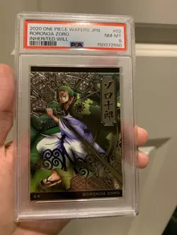 PSA 8 2020 ONE PIECE WAFERS JAPANESE INHERITED WILL 02 RORONOA ZORO - Image 1