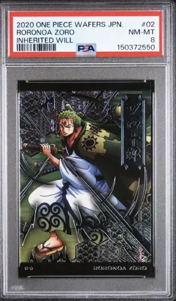 PSA 8 2020 ONE PIECE WAFERS JAPANESE INHERITED WILL 02 RORONOA ZORO - Image 3
