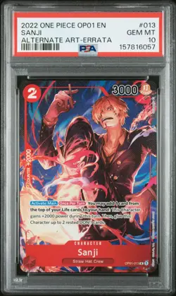 2022 One Piece OP01 EN Sanji Alternate Art Errata #013 PSA 10 GEM MINT - Image 1