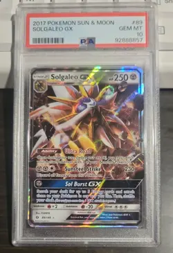 2017 Pokemon Sun & Moon Solgaleo GX 89/149 Full Art Rare PSA 10 (299) - Image 1
