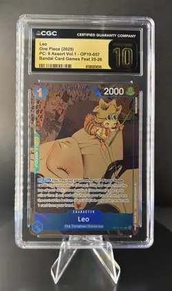 2025 ONE PIECE OP10-057 PREMIUM CARD COLLECTION VOL 1 LEO PROMO CGC 10 - Image 1