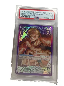 One Piece Donquixote Doflamingo Leader OP14-EB04 Alternate Alt Art Leader PSA 10 - Image 2
