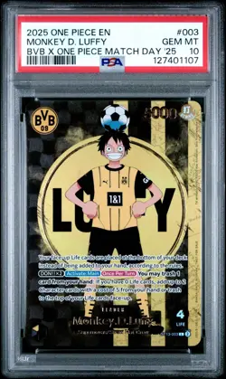 DORTMUND Monkey D. Luffy 2025 BVB One Piece Match Day Promo English #003 PSA 10 - Image 1