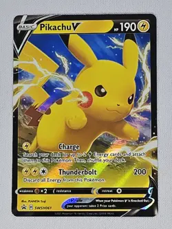 Pokemon TCG Pikachu V SWSH061 2021 Sword & Shield Promo Full Art Holo Card NM - Image 1
