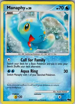 Manaphy 3/17 Rare POP Series 6 Pokemon Holo Damaged - Image 1
