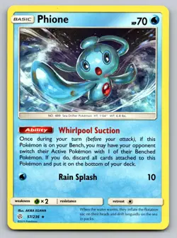 Phione 57/236 Rare Cosmic Eclipse Pokemon Lightly Played - Image 1