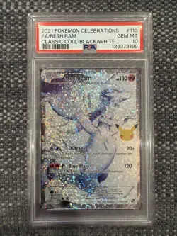 2021 Pokemon SWSH Celebrations Reshiram Classic Collection #113/114 PSA 10 - Image 1