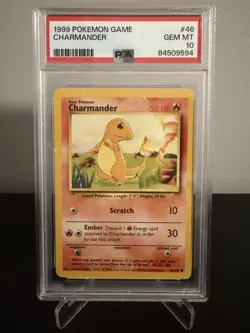 1999 Pokemon Base Set Unlimited Charmander #46 PSA 10 GEM MINT WOTC Vintage - Image 1