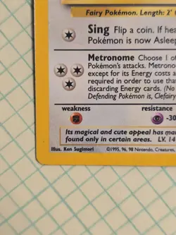 Clefairy 5/102 Unlimited Base Set Holo HP Rare WOTC Pokemon TCG Vintage Single - Image 2