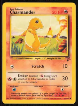 Charmander 69/130 Common Base Set 2 Pokemon Lightly Played - Image 1