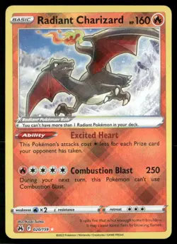 Radiant Charizard 020/159 Radiant Rare Crown Zenith Pokemon Near Mint - Image 1