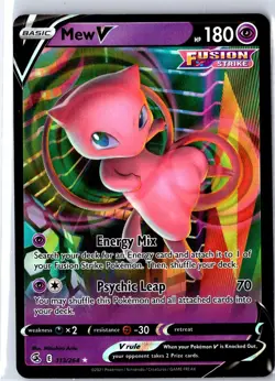 Mew V 113/264 Holo V Rare Fusion Strike Pokemon Holo Near Mint - Image 1