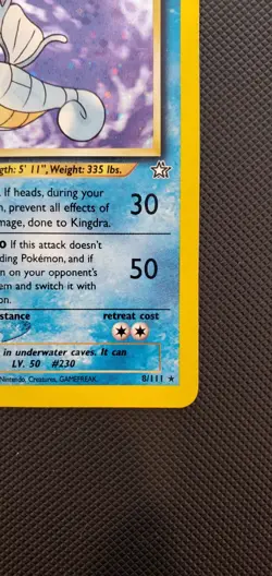 Kingdra 2000 Pokemon TCG #8/111 Neo Genesis WOTC Rare Cosmos Holo VLP 8/111 - Image 4